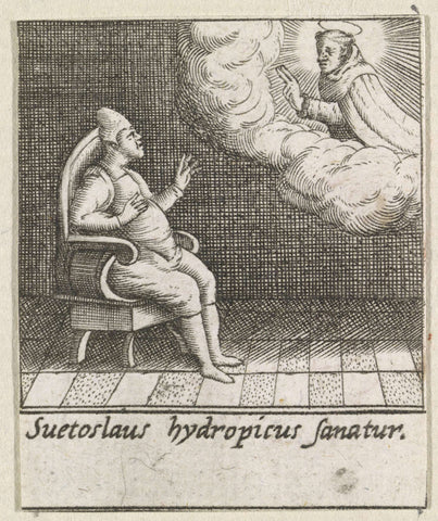 Miraculous healing of a man suffering from dropsy by Saint Hyacinthus of Poland, Johann Sadeler (I) (possibly), 1595 - 1600 Canvas Print