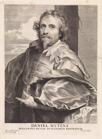 Portrait of the painter Daniël Mijtens (I), Paulus Pontius, 1616 - 1657 Canvas Print