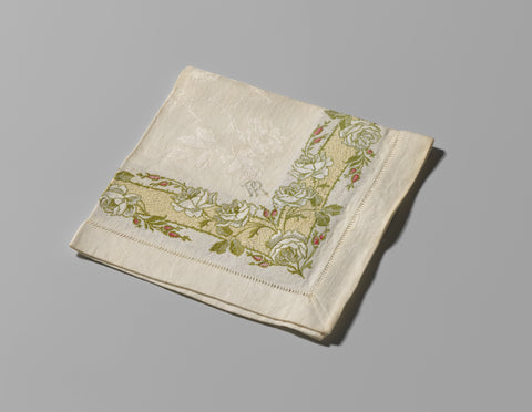 Linen damask finger cloth with a floral pattern, , c. 1920 - c. 1930 Canvas Print