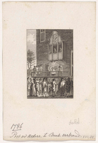 Verbranding van de Post van den Neder-Rhijn, 1786, Reinier Vinkeles (I), 1783 - 1795 Canvas Print