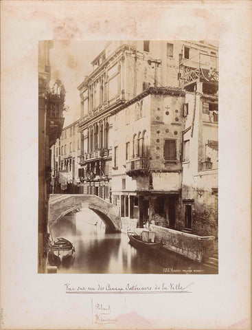 Palazzo Widmann with a canal and a bridge in Venice, Carlo Ponti, 1860 - 1881 Canvas Print