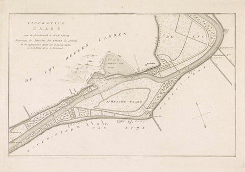 Map of dike breach in Kedichem, 1809, anonymous, 1809 Canvas Print