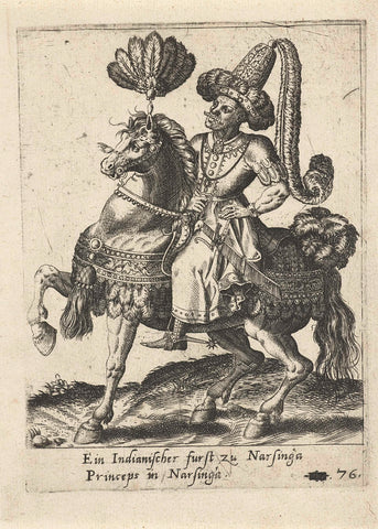 Indian Prince on Horseback, Abraham de Bruyn (attributed to), 1577 Canvas Print