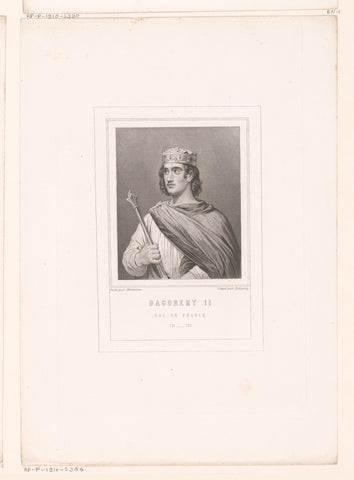 Portrait of Dagobert III, King of the Franks, Ferdinand Delannoy, 1838 - 1841 Canvas Print