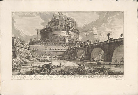 Engelenbrug en Engelenburcht in Rome, Giovanni Battista Piranesi, c. 1756 - c. 1757 Canvas Print