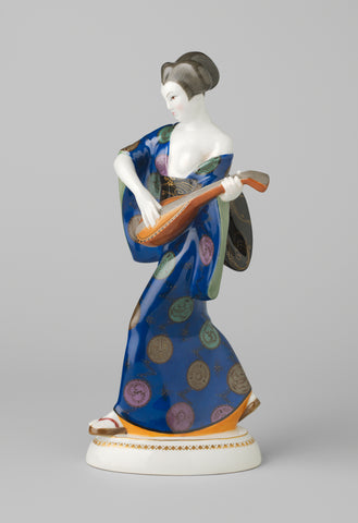 Figure in the shape of a Japanese lady with an instrument, Königliche Porzellan Manufaktur, 1910 Canvas Print