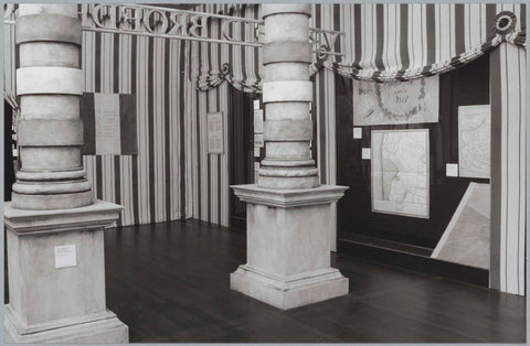 Room decorated as a tent with two pillars and a display case with maps, c. 1991 Canvas Print