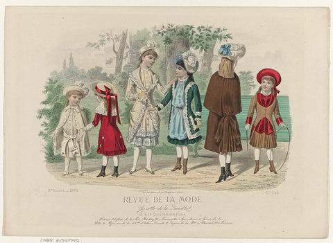 Revue de la Mode, Gazette de la Famille, Dimanche 11 juin 1882, 11e année, No. 545: Costumes d ́Enfants (...), E. Cheffer, 1882 Canvas Print