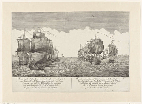 The beginning of the naval battle at Doggersbank, 1781, Joseph Marianus, 1781 - 1788 Canvas Print