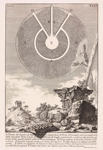 Map of the Tomb of Alexander Severus, Giovanni Battista Piranesi, c. 1756 - c. 1757 Canvas Print