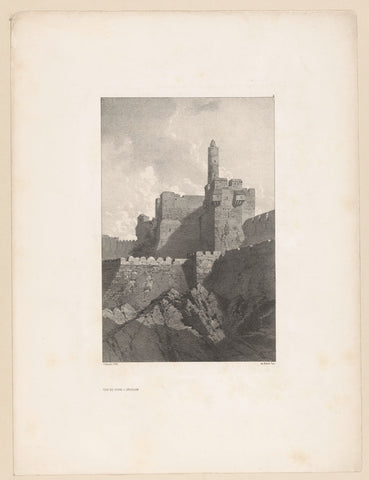 View of the Phasaël Tower in Jerusalem, Adrien Dauzats, 1846 Canvas Print