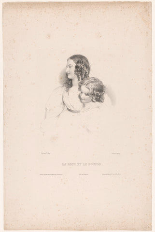 Girl with sister, Jean François Gigoux, 1830 Canvas Print