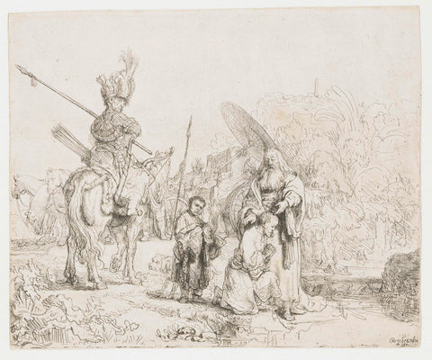 The baptism of the Eunuch, Rembrandt van Rijn, 1641 Canvas Print