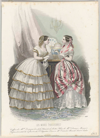 Les Modes Parisiennes, 1852, No. 469 : Coiffure de Melle Romain (...), Montaut d'Oleron. Gabriel Xavier, 1852 Canvas Print