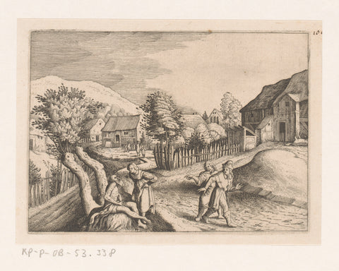 Bespotting van Job, anonymous, Matthäus Merian (I), after 1620 Canvas Print