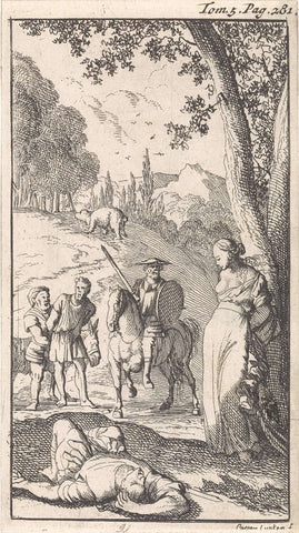 Don Quichotte releases Eugenia, Caspar Luyken, 1696 Canvas Print