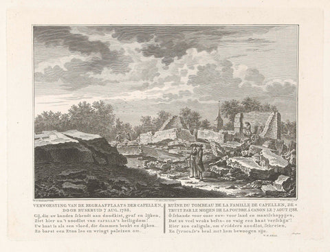 Landscape with destroyed cemetery of the Van der Capellen family, 1788, Pieter Hendrik Jonxis (workshop of), 1788 - 1790 Canvas Print