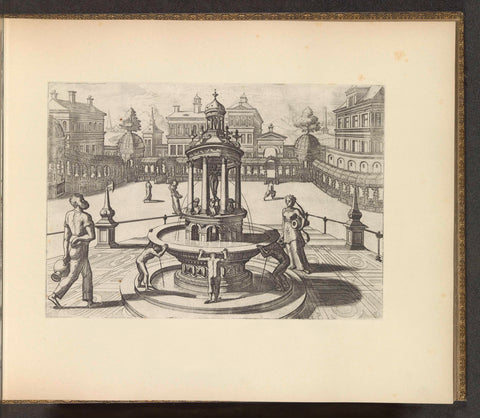 Fountain crowned with round temple on square, Johannes or Lucas van Doetechum, c. 1600 Canvas Print