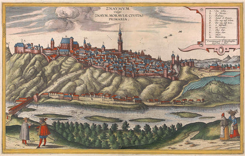 View of Znaymvm/Znojmo in czech republic, Jacob Hoefnagel, Joris Hoefnagel, 1620 Canvas Print