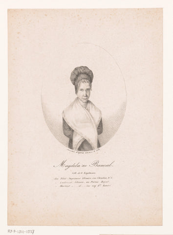 Portrait of Magdelaine Bancal, anonymous, Gottfried Engelmann, c. 1818 Canvas Print