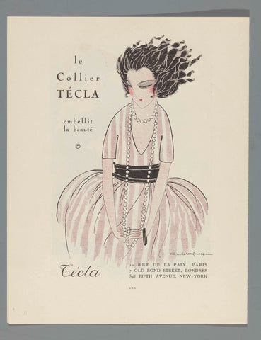 Gazette du Bon Ton, 1920 - No. 8, p. LXX: advertisement jeweler Técla, Lucien Vogel, 1920 Canvas Print