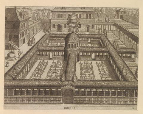 Garden with four parterres surrounded by corridors of railings, anonymous, c. 1600 - c. 1601 Canvas Print