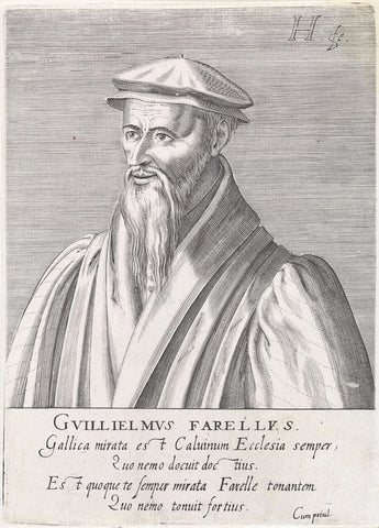 Portret van Guilliaume Farel, Hendrick Hondius (I), 1599 Canvas Print