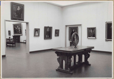 Room with on the right a table with a putto in a round frame, c. 1952 Canvas Print