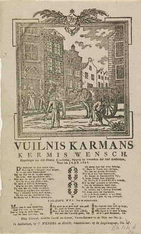 Kermisprent van de vuilnismannen van Amsterdam voor het jaar 1826, anonymous, 1826 Canvas Print