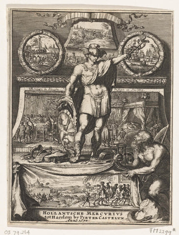 Title page for the Hollandsche Mercurius voor het jaar 1671, Romeyn de Hooghe, 1672 Canvas Print