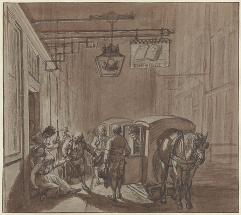 Leaving the inn, Jacob Cats (1741-1799), 1751 - 1799 Canvas Print