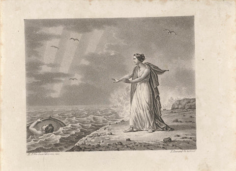 Woman on coast, Is. Jouvenel, 1827 Canvas Print