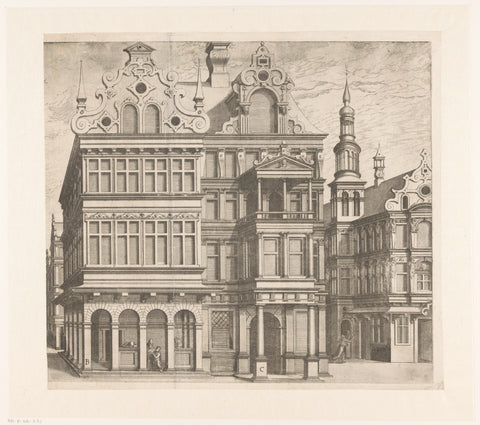 View of two houses, Joannes van Doetechum (II), 1547 - 1578 Canvas Print