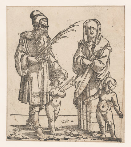 Metusalem with his wife and children, anonymous, 1530 Canvas Print