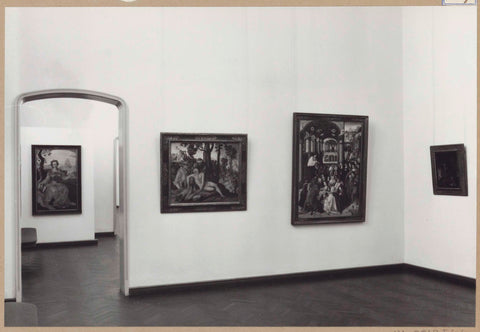 Corner of a room with three paintings, on the left a view through another room, 1961 Canvas Print