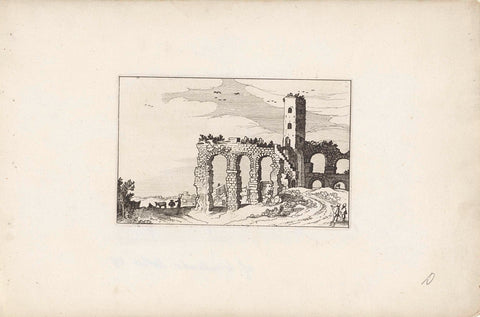 Ruin of aqueduct, Claes Jansz. Visscher (II), 1618 Canvas Print