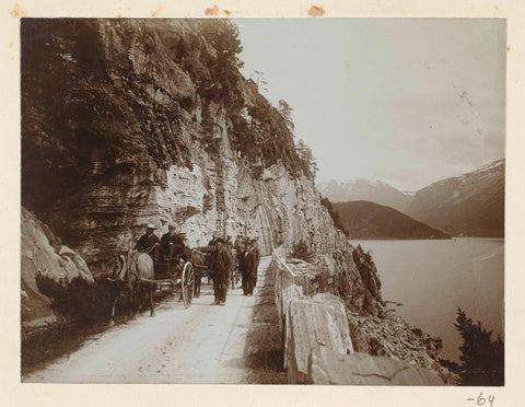 The carriages on a mountain road along a lake in the Harz, Geldolph Adriaan Kessler, c. 1903 Canvas Print