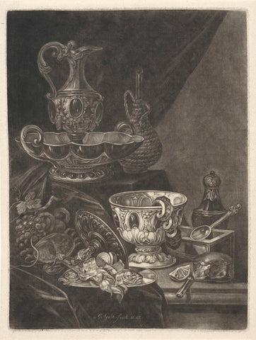 Still life with bowls and jars, Jacob Gole, 1670 - 1724 Canvas Print