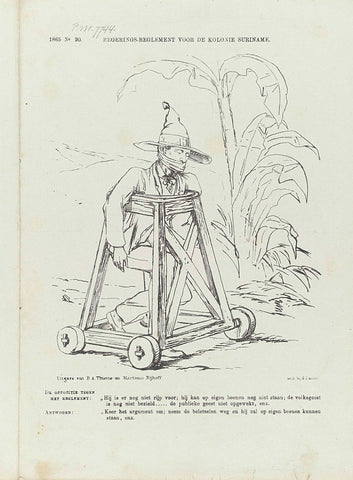 Cartoon on the opposition against the Rules of Procedure for Suriname, 1865, Johan Michaël Schmidt Crans, 1865 Canvas Print