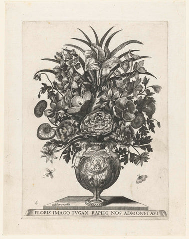 Grotesque vase with a cherub and garlands, anonymous, c. 1500 - c. 1600 Canvas Print