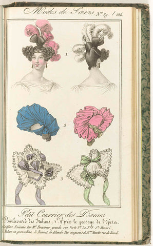 Petit Courrier des Dames, 10 February 1829, No. 59/ 616 : Coiffure Exécutée Par M.r Brasseur..., anonymous, 1829 Canvas Print