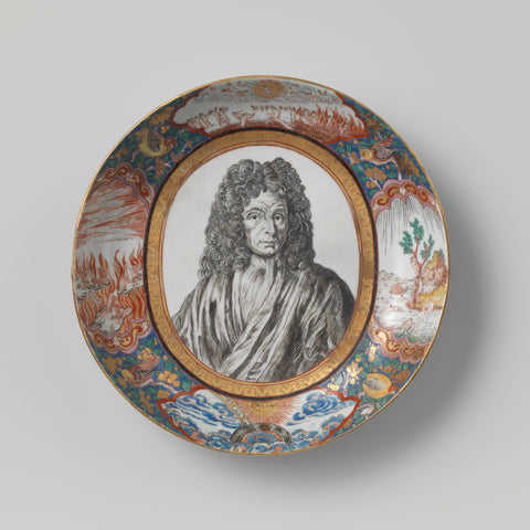 Saucer-dish with a portrait of theologist Willem Deurhof, anonymous, c. 1700 - c. 1724 Canvas Print