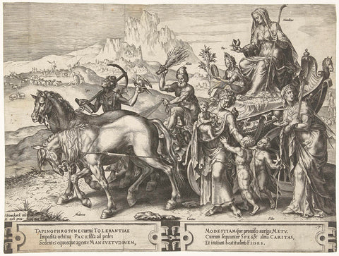 Triumphal Chariot with Humility (Humilitas), Cornelis Cort, in or after 1564 Canvas Print