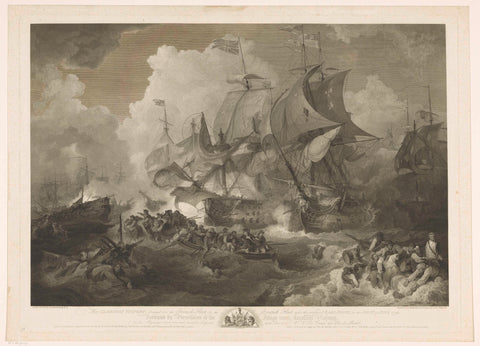 Victory of the English fleet on the French fleet, 1794, James Fittler, 1768 - 1835 Canvas Print