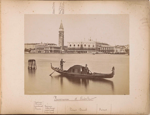 View of the Doge's Palace, the Campanile and surrounding buildings in Venice with a gondola in the foreground, Carlo Ponti, 1860 - 1881 Canvas Print