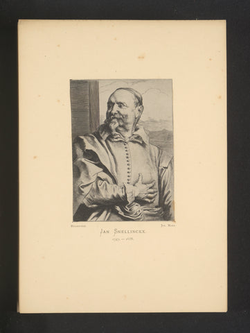 Reproduction of an engraving of a portrait of Jan Snellinck by Pieter de Jode (II), Joseph Maes, c. 1872 - in or before 1877 Canvas Print