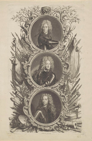 Portraits of Eugene of Savoy, John Churchill of Marlborough, and Johan Willem Friso, Prince of Orange-Nassau, Pieter Tanjé, 1745 Canvas Print