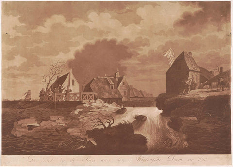 Breakthrough of the Arkelse dam near Gorinchem, 1820, anonymous, 1820 Canvas Print