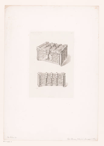 Two views of a decorated coffin, Edouard Lièvre, 1863 Canvas Print