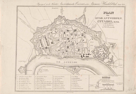 Map of Antwerp and the Citadel, 1832, anonymous, 1832 - 1833 Canvas Print